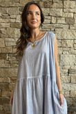 Lenni Cotton Smock Dress Washed Denim /50=